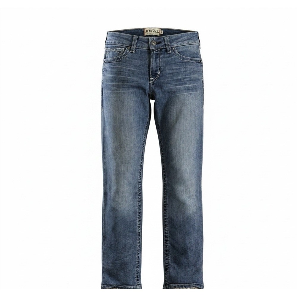 Ariat REAL Mid Rise Boot Cut Denim Blue Jeans Womens 30S Med Wash Cowboy Western